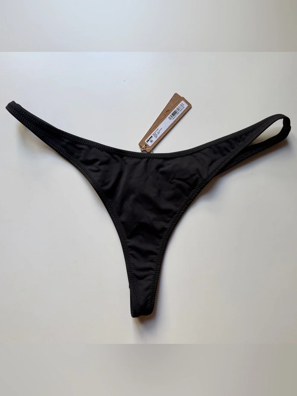 Skims Recycled Swim Thong SW-THG-0782 Onyx Black L Minimal Bikini Bottom Womens